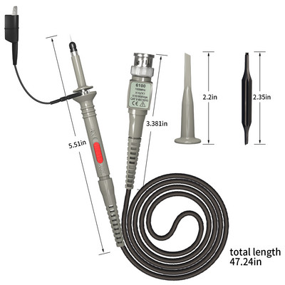JXSINONE P6100 osciloskopo zondo rinkinys DC-100MHz taikiklio gnybtų tikrinimo zondas 100MHz X1/X10, skirtas osciloskopijos didmeninei prekybai
