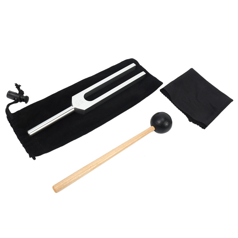 1/4 paketo derinimo šakių rinkinys (128 Hz, 256 Hz, 512 Hz, 528 Hz) su Tuning Fork plaktuku garsui gydyti garso vibracijos įrankiams