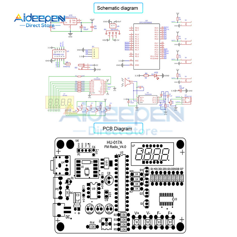 HU-017A 87-108MHz RDA5807S radijo rinkinys FM FM elektroninės „pasidaryk pats“ dalys su korpusu / be jo