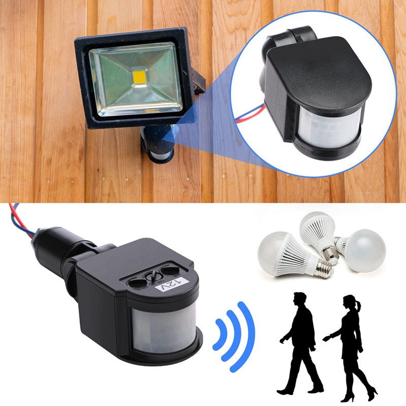 3 τμχ Μαύροι ανιχνευτές κίνησης Διακόπτης φωτός αισθητήρα κίνησης εξωτερικού χώρου Pir Direct Current 12V Αισθητήρας κίνησης Pir Sensor