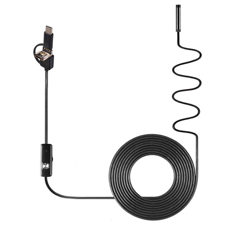 Cameră cu endoscop industrial 3 în 1 pentru boroscop 6 LED-uri încorporate IP67 Endoscop USB tip C rezistent la apă pentru telefoane inteligente/PC Android