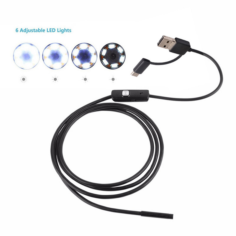 Cameră cu endoscop industrial 3 în 1 pentru boroscop 6 LED-uri încorporate IP67 Endoscop USB tip C rezistent la apă pentru telefoane inteligente/PC Android