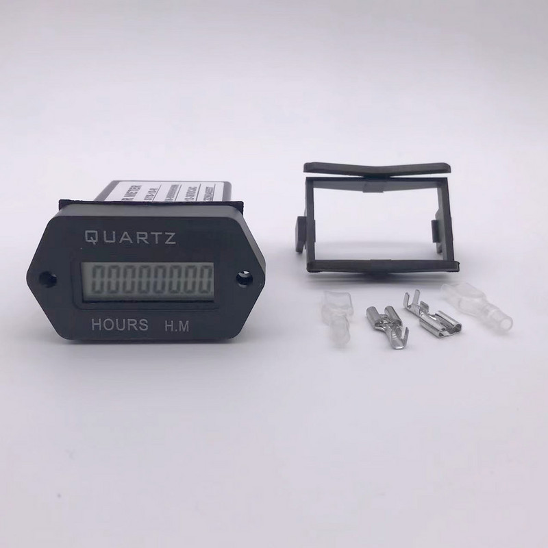 Skaitmeninis valandų skaitiklis, skystųjų kristalų ekrano kaupimo laikmatis, 6–36 V nuolatinės srovės / kintamosios srovės valandų skaitiklis, iš naujo nustatomas 999999,59 H Priveržiamas, skirtas automobiliniam sunkvežimiui.