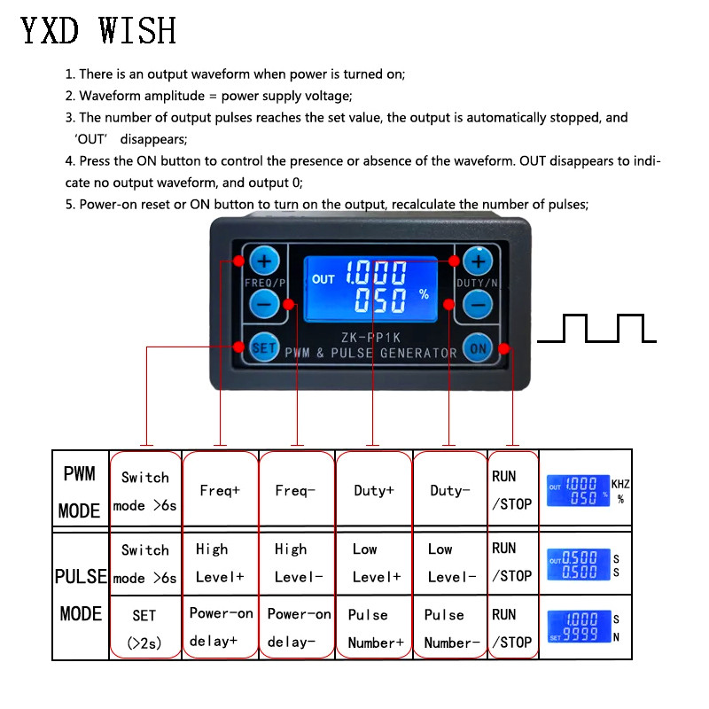 ZK-PP1K Generator de impulsuri PWM Generator de semnal cu mod dublu ZK-PP2K Reglator de motor PWM Frecvență Ciclu de funcționare Ajustabil PP1K PP2K