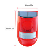 Ar saules enerģiju darbināms trauksmes gaismas kustības sensors, uzlādējams ūdensizturīgs skaņas gaismas drošības brīdinājums