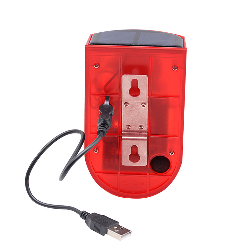 Ar saules enerģiju darbināms trauksmes gaismas kustības sensors, uzlādējams ūdensizturīgs skaņas gaismas drošības brīdinājums