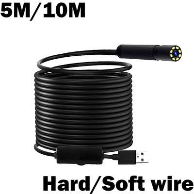 5/10m HD 1280*720 rūpnieciskais endoskops Borescope pārbaudes kamera Iebūvēta 8gab LED 8mm objektīvs IP67 ūdensizturīgs USB endoskops