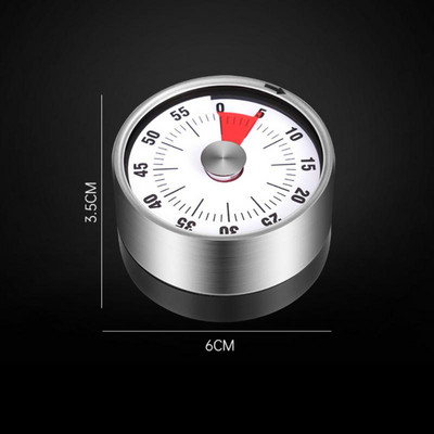 Kuchynský časovač 60 minút odpočítavanie časovača z nehrdzavejúcej ocele vizuálny mechanický časovač magnetický budík na varenie, štúdium a prácu