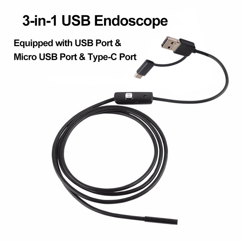 KKmoon 3 az 1-ben USB Borescope Ipari Endoszkóp Ellenőrző Borescope Kamera Vízálló Ellenőrző cső Androidhoz