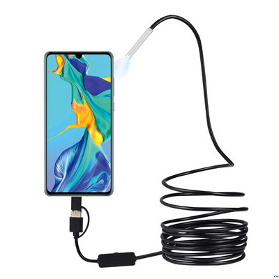 USB ендоскоп 3 в 1 бороскоп 3,9 mm ултра тънка водоустойчива камера Micro USB и тип C за Android Phone Windows PC Mac