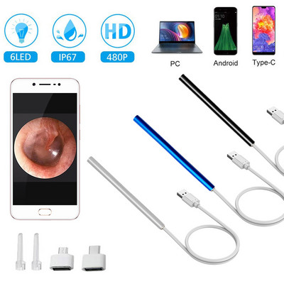 HD Εργαλείο αφαίρεσης κεριού αυτιού USB Otoscope-Ear Scope Camera In Ear Cleaning Endoscope Visual Ear Spoon 5,5mm Earpick Otos