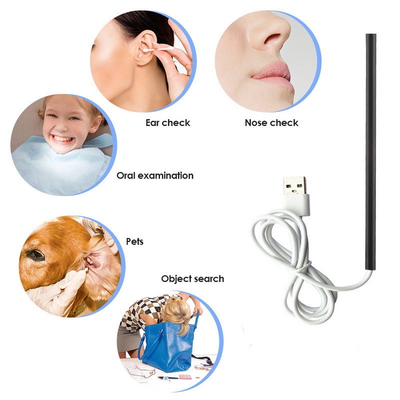 HD ausų vaško šalinimo įrankis USB otoskopas-ausų taikiklio kamera ausų valymo endoskope vizualinis ausų šaukštas 5,5 mm ausų krapštukas