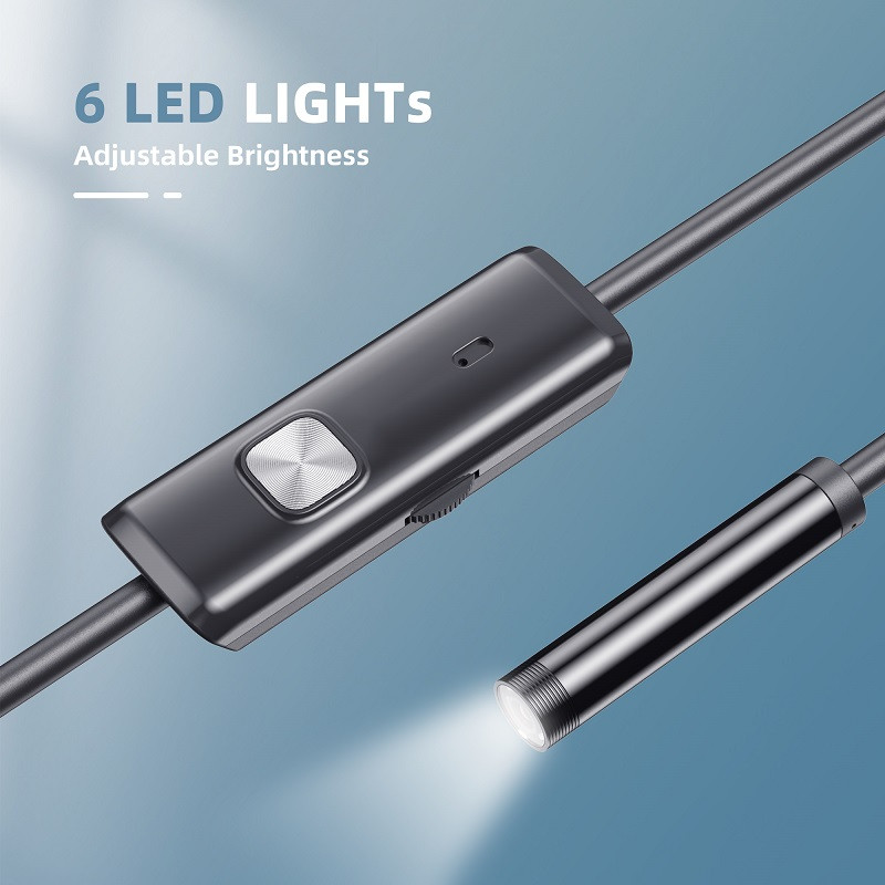 Boroskop Industrail s kamerou Micro USB Typ-c 5,5 mm 7 mm mini objektívom, inšpekčný endoskop s 6 LED diódami, vodotesný pre telefón s Androidom a PC