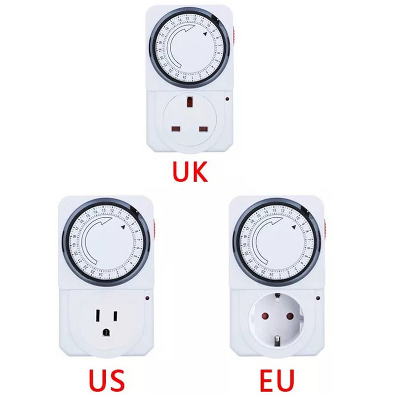 Tajmer prekidač 24-satni ciklički kuhinjski tajmer Utičnica 110V utičnica za mjerenje vremena Mehanički tajmer 230VAC 3500W 16A UK EU SAD utikač