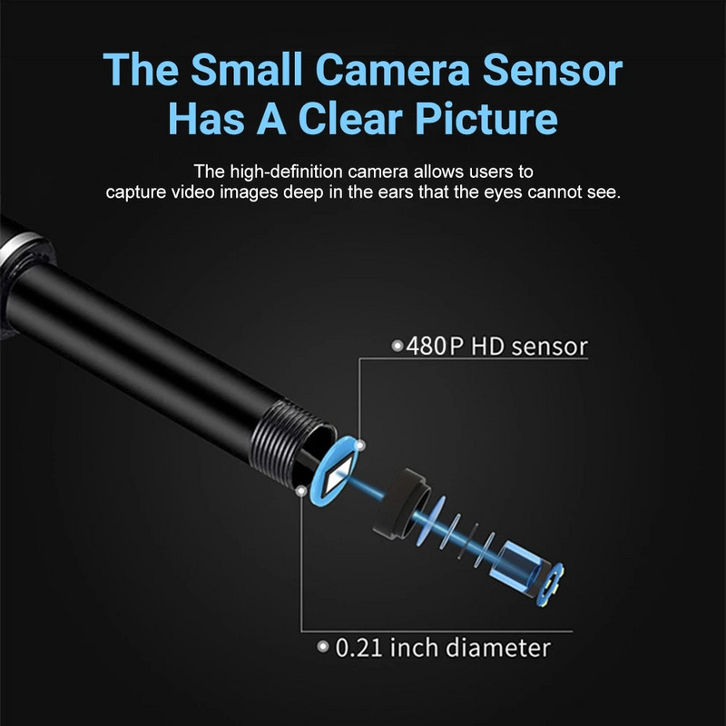 5,5/7 mm mini endoskopinė kamera, atspari vandeniui endoskopo boreskopas, reguliuojamas minkštas laidas 6 LED 5,5/7 mm Android Type-C USB kamera automobiliui
