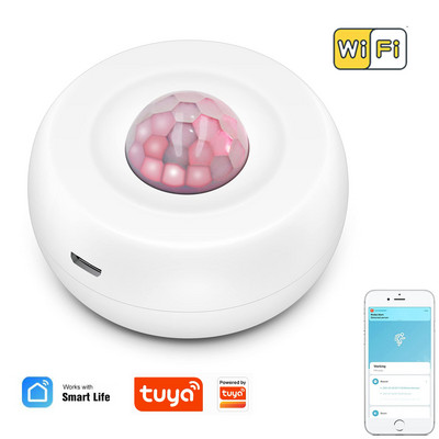Tuya Smart Home WiFi PIR Senzor de mișcare Alarmă Detector de mișcare în infraroșu Senzor de corp uman Smartlife APP Control Casă de securitate