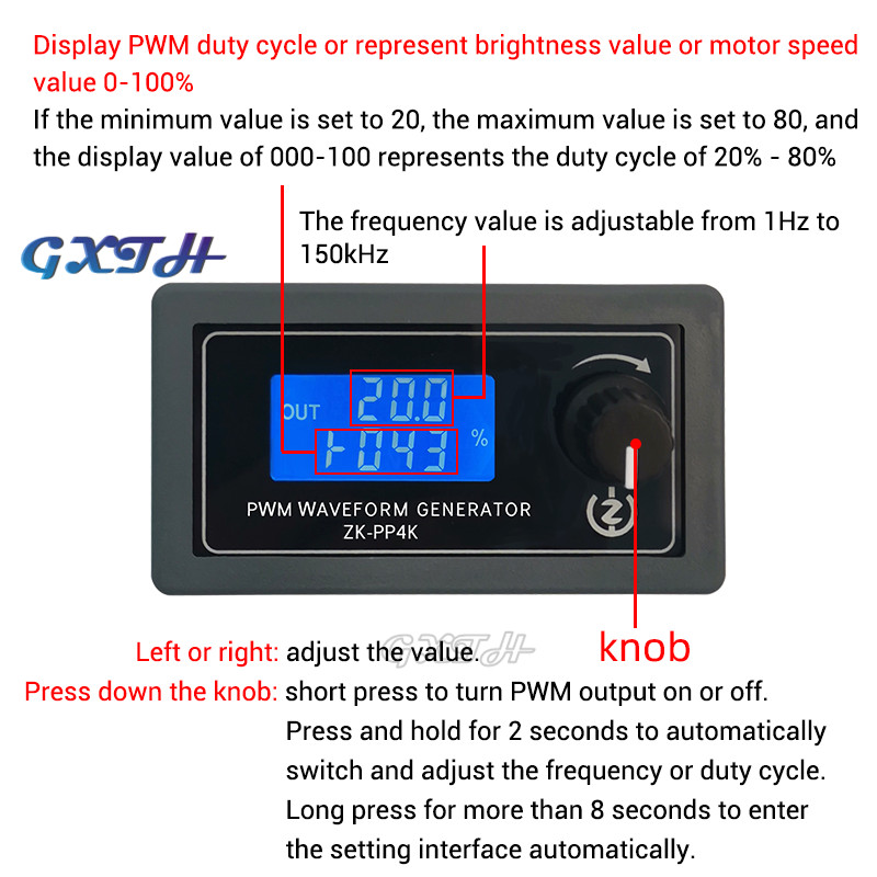 ZK-PP4K PWM Generator de impulsuri Iluminare LED Reglarea vitezei motorului Controller de reglare pornire lentă și oprire lentă Afișaj digital PP3K