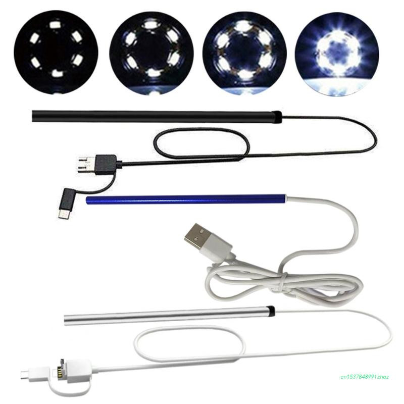 3 viename Profesionalus daugiafunkcis ausų valymo endoskopas vizualinis ausų šaukštelis 5,5 mm ausų krapštukas otoskopo borescope įrankis