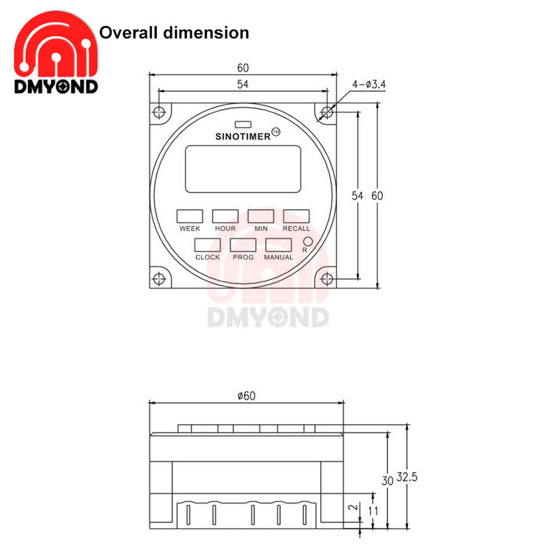 AC 110V 220V DC 6V AC DC 12V 24V 16A Digitális heti időzítő Smart Switch TM618N-2 idővezérlés 7 napos programozható kapcsolószámláló