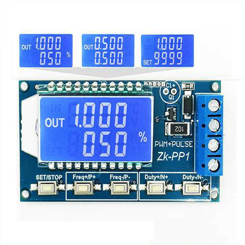 Jelgenerátor PWM impulzusfrekvenciás munkaciklusa, állítható négyzethullámú, téglalap alakú modul, LCD kijelző PWM kártyamodul