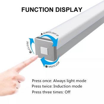 Безплатна доставка Бяла LED нощна светлина Сензор за движение Безжичен USB акумулаторен 20 30 40 50 см нощна лампа за стена на кухненски шкаф