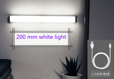 Bezmaksas piegāde Balts LED nakts gaismas kustības sensors bezvadu USB uzlādējams 20 30 40 50 cm nakts lampa virtuves skapja sienai