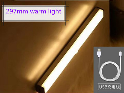 Bezmaksas piegāde Balts LED nakts gaismas kustības sensors bezvadu USB uzlādējams 20 30 40 50 cm nakts lampa virtuves skapja sienai