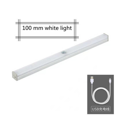 Bezmaksas piegāde Balts LED nakts gaismas kustības sensors bezvadu USB uzlādējams 20 30 40 50 cm nakts lampa virtuves skapja sienai