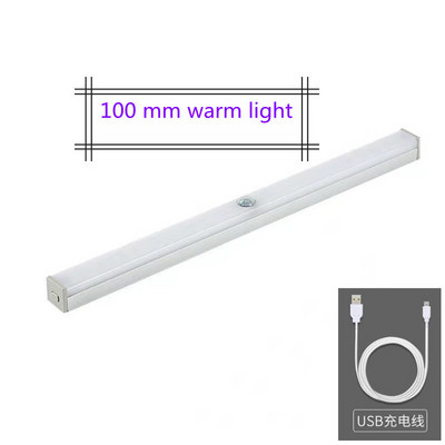 Bezmaksas piegāde Balts LED nakts gaismas kustības sensors bezvadu USB uzlādējams 20 30 40 50 cm nakts lampa virtuves skapja sienai