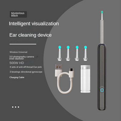 Endoscop inteligent pentru curățarea urechilor Stick vizuale pentru urechi Endoscop 500W Earpick Mini cameră otoscop pentru Iphone Ipad Android