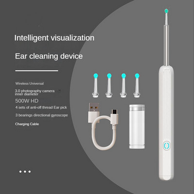 Endoscop inteligent pentru curățarea urechilor Stick vizuale pentru urechi Endoscop 500W Earpick Mini cameră otoscop pentru Iphone Ipad Android