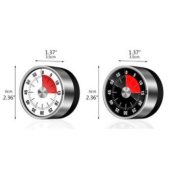 Визуален таймер от неръждаема стомана Механичен кухненски таймер 60-минутен аларма Таймер за готвене със силна аларма Магнитен часовник