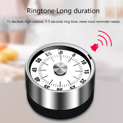 Cronometru vizual din oțel inoxidabil Cronometru mecanic de bucătărie Cronometru de gătit cu alarmă de 60 de minute cu ceas magnetic cu alarmă puternică