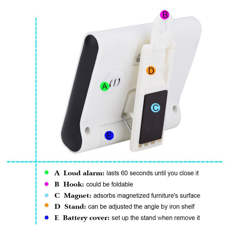 Digitālais virtuves taimeris liela LCD displeja ekrāna taimeris Atpakaļskaitīšanas pulkstenis ar skaļu modinātāju, ievelkamu statīva magnētu.