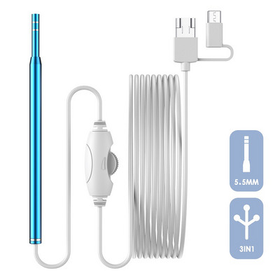 Mini Ohr reinigung endoskop kamera 5,5 mm 0,3 mp 3 az 1-ben Visuelle Ohr pick USB Ohr Löffel typ-c ohr otoskop Endoskop androidra