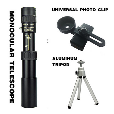 Binoclu portabil puternic cu zoom 10-300X HD Telescop monocular profesional cu lunetă cu rază lungă de vedere nocturnă redusă pentru vânătoare