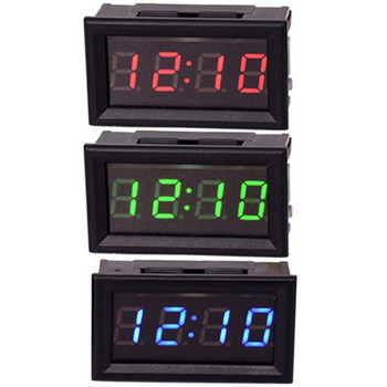 Цифров часовник Електронен часовник LED цифров дисплей 24-часова система DC4.5-30V прахоустойчив монтаж за мотоциклет Auto за C