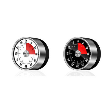 1Pcs Визуален таймер от неръждаема стомана Механичен кухненски таймер 60-минутен аларма Таймер за готвене със силна аларма Магнитен часовник Таймер