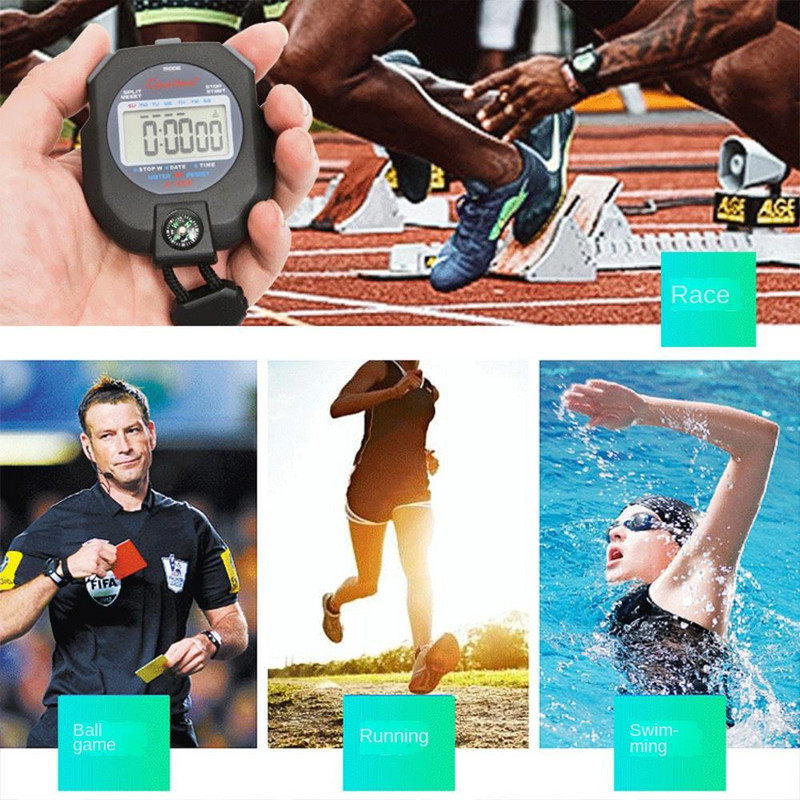 Digitálny budík, 1, 100-sekundový časovač, klasický vodotesný s kompasom, stopky so šnúrkou, športové stopky