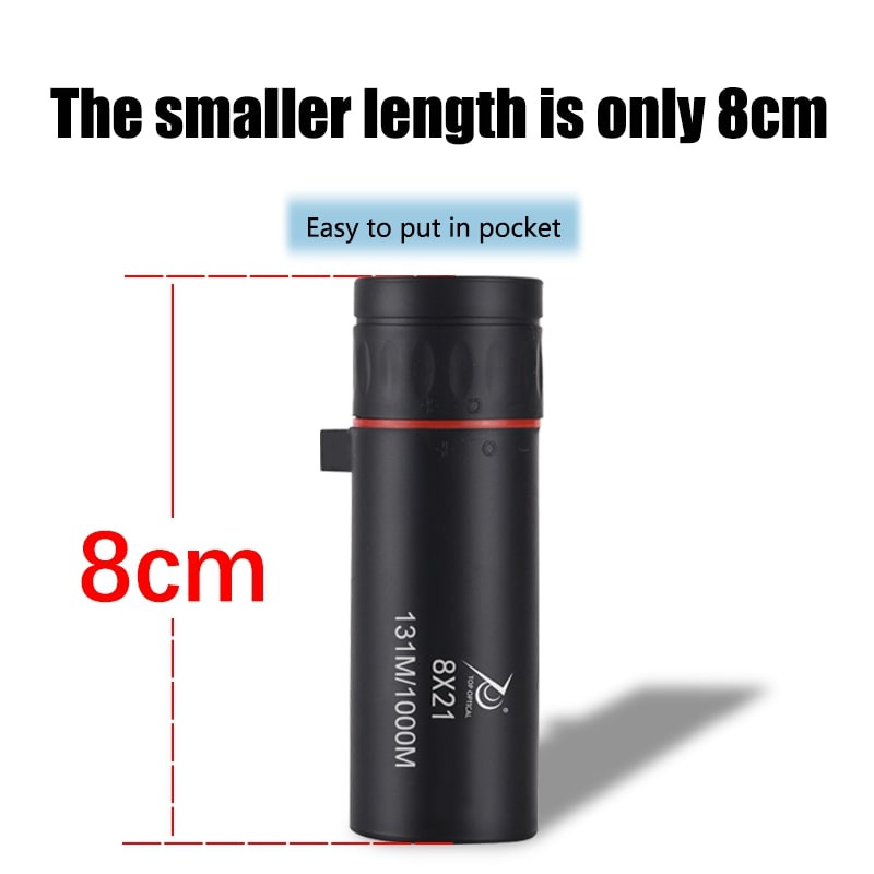 TOPOPTICAL 8x21 teleskopas, atsparus vandeniui, mini nešiojamasis monokulinis taškiklis, didelės raiškos optinis stiklas, skirtas žvejybai stovyklaujant