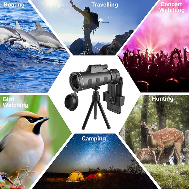 40X60 teleskoop Professionaalne monokulaarne võimas binokliga taskuteleskoop statiiviga reisipuhkuseks kingituseks teleskoop
