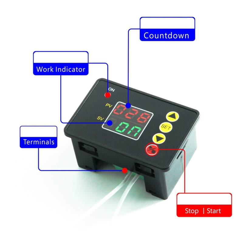 Kõrge täpsusega mikroarvuti AJAkontrolleri jaoks 12V 24V 110V 220V LED digitaalne ekraan TIME viiterelee lüliti jaoks Tavaline