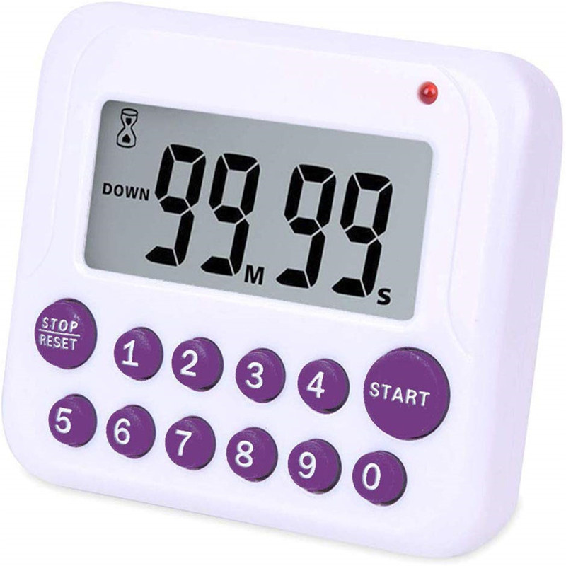 Digitalno odbrojavanje Kuhinjski mjerač vremena 99 minuta, veliki LCD zaslon, glasni alarm, mjerač vremena za kuhanje, stalak / kuka / magnetska podloga