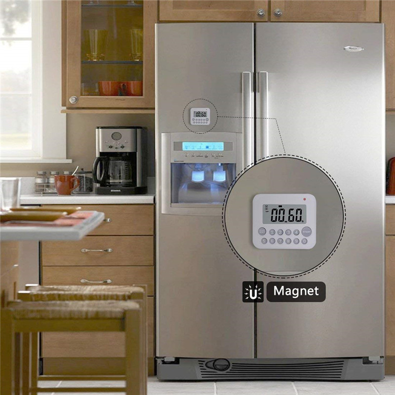 Digitalno odbrojavanje Kuhinjski mjerač vremena 99 minuta, veliki LCD zaslon, glasni alarm, mjerač vremena za kuhanje, stalak / kuka / magnetska podloga