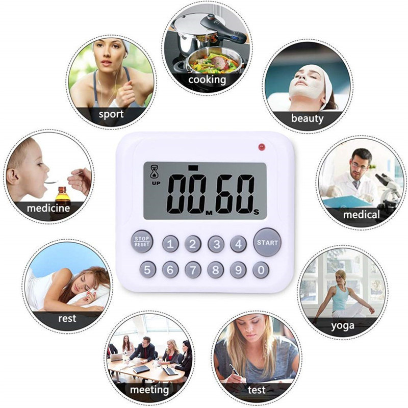 Digitalno odbrojavanje Kuhinjski mjerač vremena 99 minuta, veliki LCD zaslon, glasni alarm, mjerač vremena za kuhanje, stalak / kuka / magnetska podloga