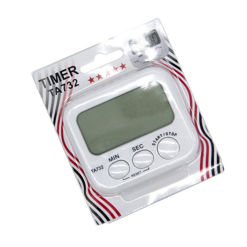 Biely mini elektronický veľký LCD digitálny kuchynský časovač, odpočítavanie času, hlasný alarm, domáce rúry na varenie, príslušenstvo