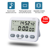 100-hodinový odpočítavací časovač s digitálnym LCD displejom, kuchynský časovač, multifunkčný vibračný budík s magnetickým ovládaním na štúdium a varenie