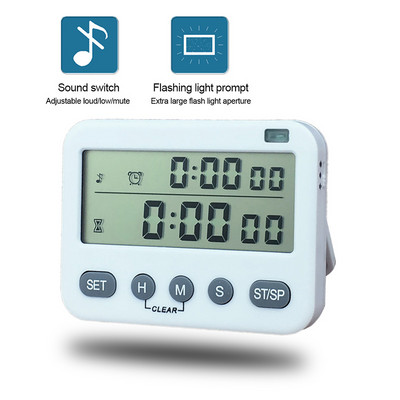 100-hodinový odpočítavací časovač s digitálnym LCD displejom, kuchynský časovač, multifunkčný vibračný budík s magnetickým ovládaním na štúdium a varenie
