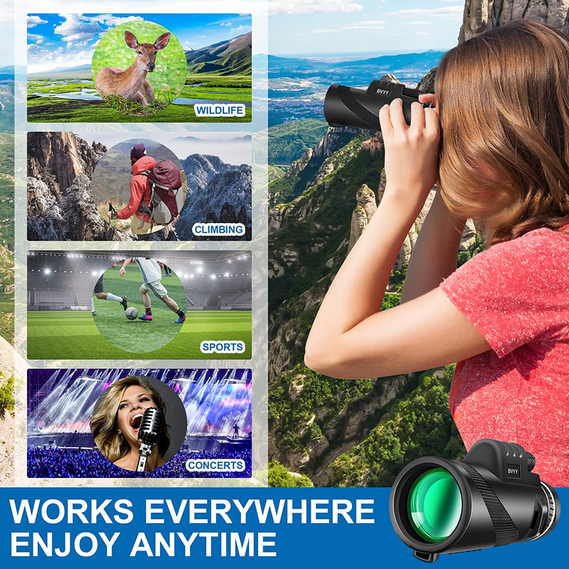 Nešiojamas galingas 80x100 HD monokulinis teleskopas ilgo nuotolio priartinimas 40x60 didelės galios prizminis medžioklės kempingas turizmo paukščių teleskopas