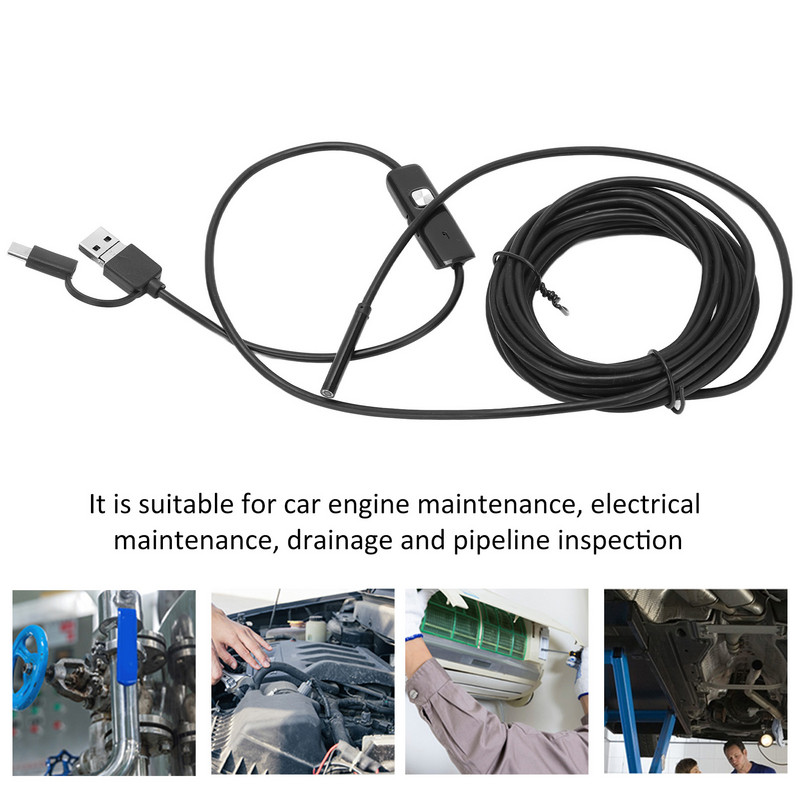 3 viename Endoskopas IP67, atsparus vandeniui, lengvai valdomas, lanksti, praktiška vamzdžių tikrinimo kamera, skirta drenažo elektrai taisyti